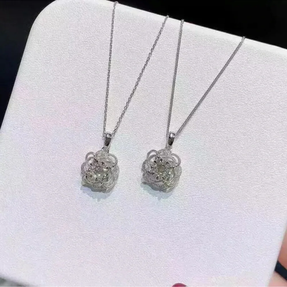 Women Round Cut Cubic Zirconia Necklaces Pendants Gorgeous 925 Silver Jewelry - Picture 2 of 4